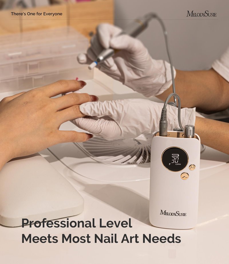 MelodySusie Entry-Level Clip-On Rechargeable Nail Drill, SC320F 30000RPM E-File with Pastel & Colorful Design for Manicure Shaping & Gel Removal, Ideal for Training, Nail Art Practice & Home Use.