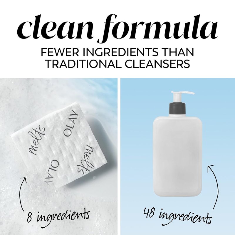 Olay Face Wash - Hyaluronic Acid Cleansing Melts | Fragrance-Free Daily Cleanser, 64ct (2 Pack x 32ct)
