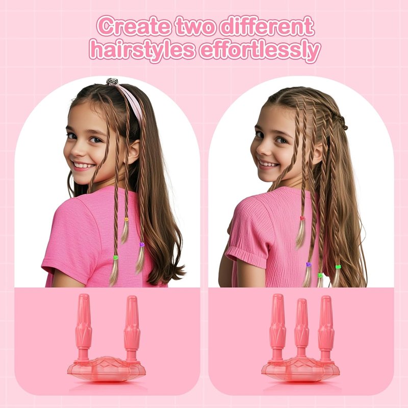 Skiennix DIY Hair Salon Toys - Automatic Hair Braiding Machine & Accessories for Girls 3-12 Years Old