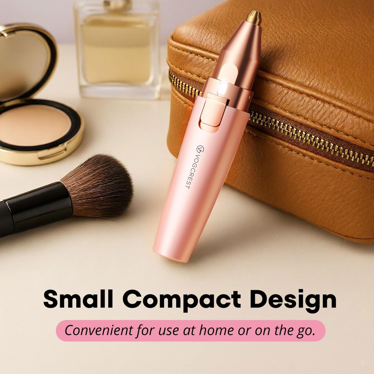VG VOGCREST Eyebrow Facial Trimmer: 2 in1 Rechargeable Facial Hair Removal and Eyebrow Shaver - Face Lips Body Painless Facial Razor with Built-in LED Light (Pink)