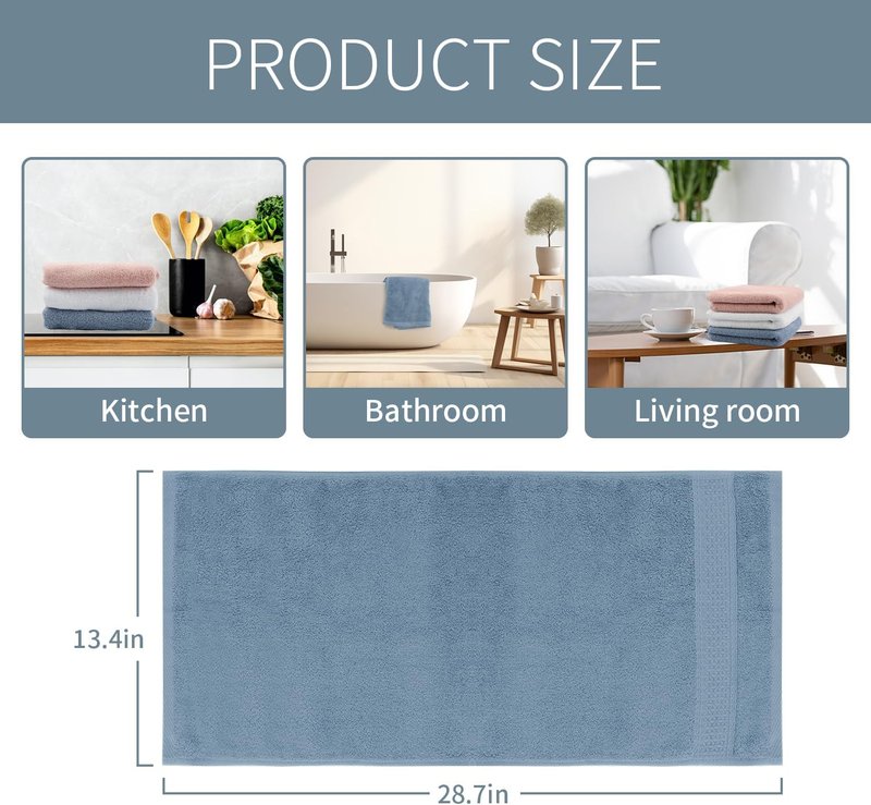 Skiennix Hand Towels 3 Pack - Ultra Soft 100% Cotton Face Towels | 13x29 Inches, Highly Absorbent, 3 Colors