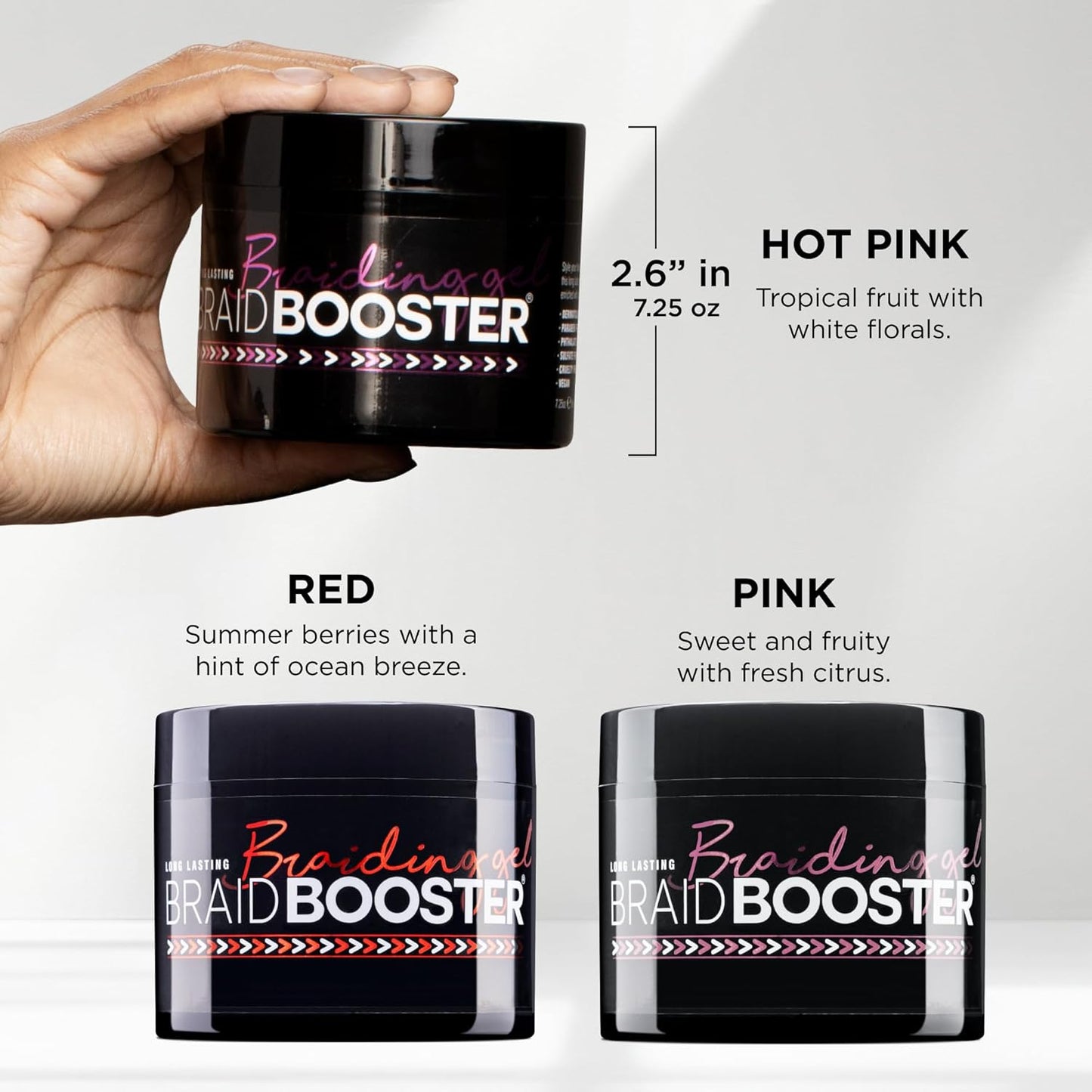 Style Factor Braid Booster Gel - Strong Hold & Conditioning Shine with Seaweed Extract | 7.25 oz (Hot Pink)