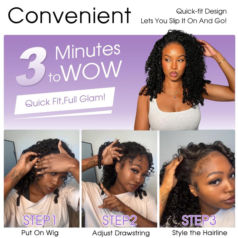 Burmese Curly Half Wig - 220 Density 100% Human Hair | 18 Inch, Beginner-Friendly, Natural Color