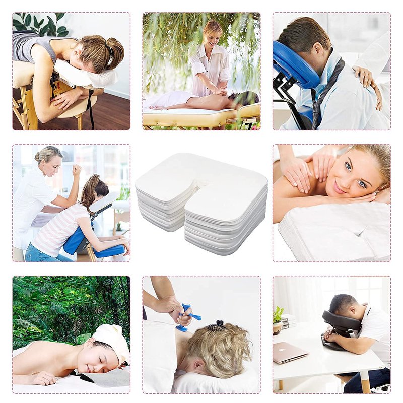 500 count Disposable Face Cradle Coverss–Medical-Grade cotton, SPA Face Rest Covers Headrest Covers for Massage Tables Massage Chairs 14.17 x 10.6 inches/ 36 x 27 cm…