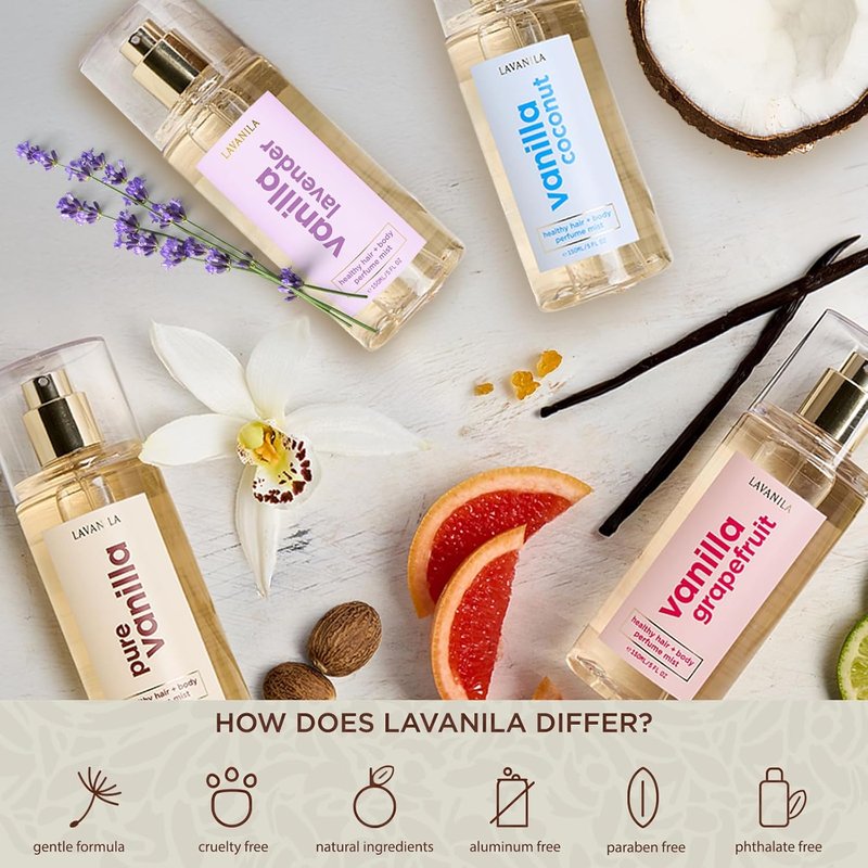 Lavanila Vanilla Lavender Hair & Body Mist - Calming 5 Oz Spray | Lightweight Fragrance for Women