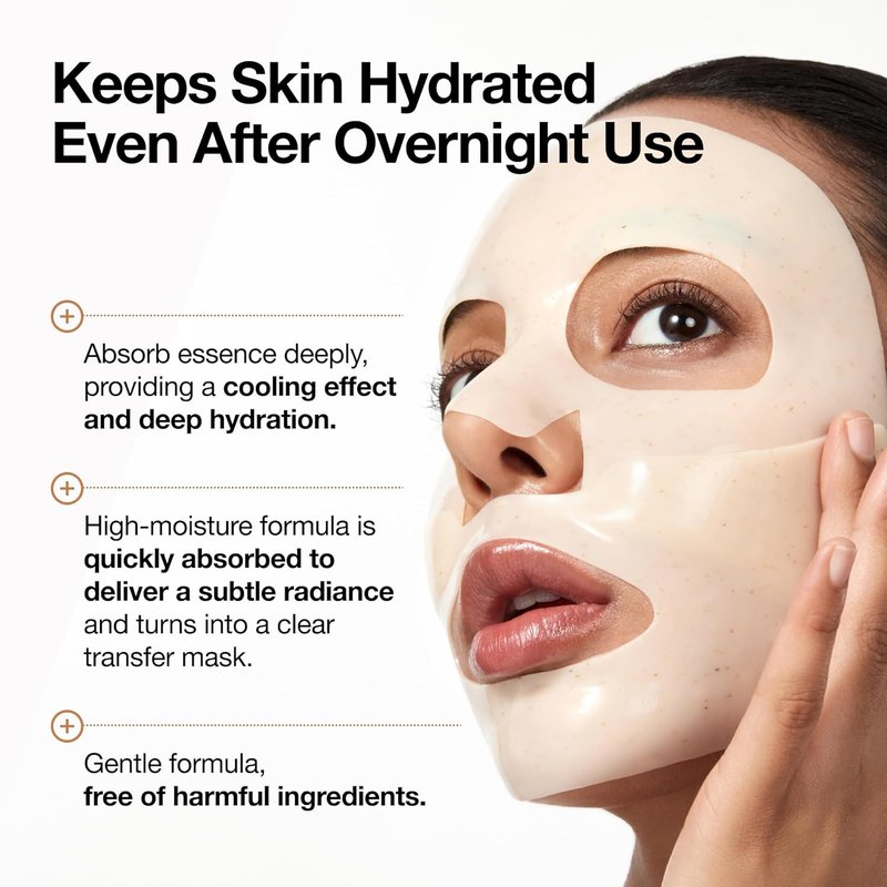 ANUA Rice 70 Glow Collagen Mask, Overnight Face Mask for Glass Skin, Ceramide, Collagen Facial Mask, Skin Moisture Barrier, Tightening Care, Natural Color, Korean Skincare, 1.34 oz/4ea