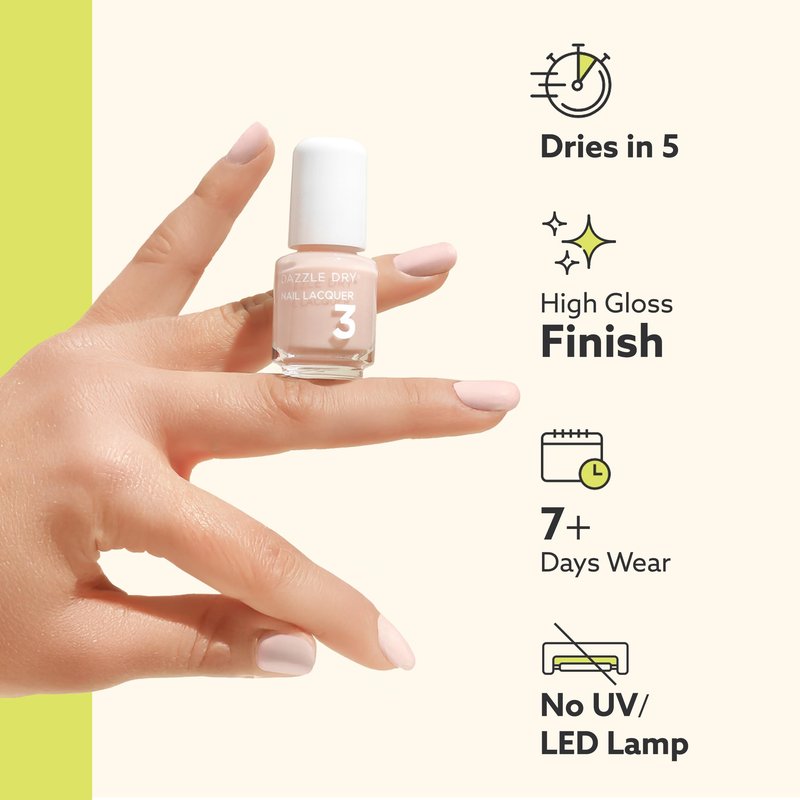 Dazzle Dry Mini Kit 4 Step System - Rose Quartz, a light peach blossom with pink blush. Semisheer cream. (5 Piece Kit / 5 Manicures)