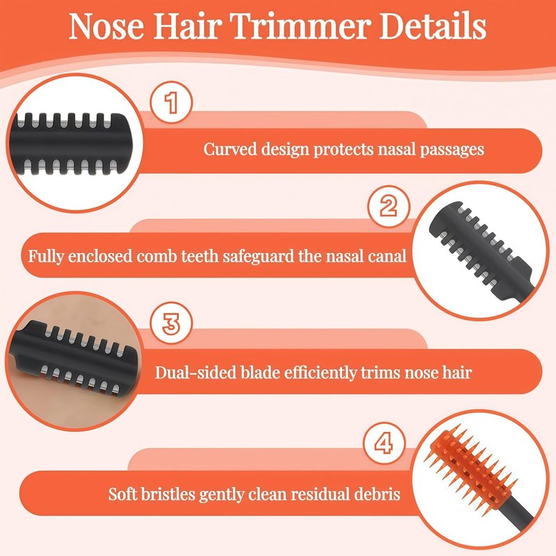 2-in-1 Nasal Hair Cutter - 360° Rotating Double-Sided Blade, Washable Grooming Tool | Travel Essential, Multicolor 3-Pack