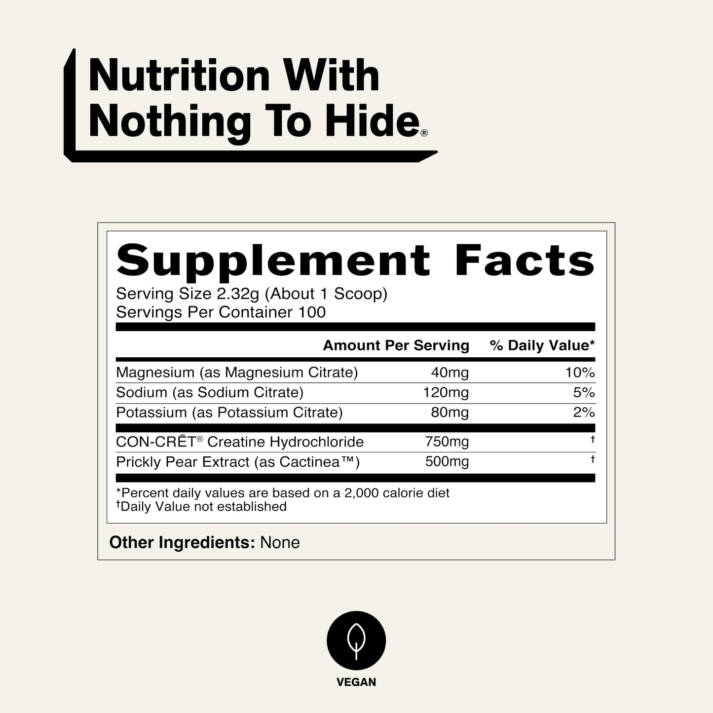 NAKED Lean Creatine HCl Powder, 100 Servings - Con-Cret Creatine Hydrochloride with Organic Prickly Pear Extract, Electrolytes - Muscle Growth, Strength & Cognitive Support - Unflavored