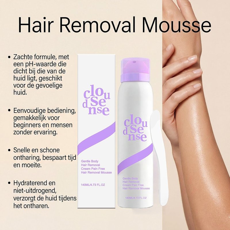 Cloud Sense Hair Removal Spray - Gentle Mousse for Sensitive Skin | 140ml Full-Body Depilatory Foam (2pcs)