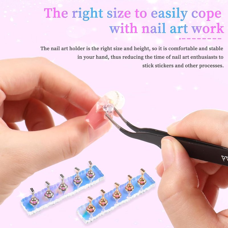 ANGNYA Nail Stand Set - Aurora Nail Holder for Press-On Nails with 96 Removable Tapes | Magnetic Nail Art Tools for Home & Salon