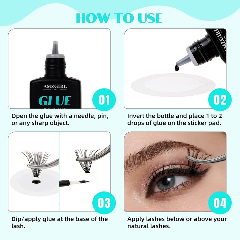Lash Glue 10ml Individual Lash Extension Glue, Waterproof Black Eyelashes Adhesive 3 Sec Drying Time, Long Lasting for 48 Hours, Lightning Speed Eyelash Clusters Adhesive