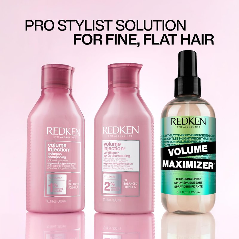 Redken Volume Injection Conditioner, Lightweight Volume Conditioner For Fine Hair, Detangles and Adds Volume & Body to Flat Hair, Soft, Shiny Finish, Paraben Free, 10.1 fl Oz