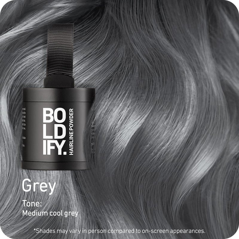 BOLDIFY Hairline Powder (LARGE, 10g) - Water-Resistant Root Touch Up Hair Color for Gray Coverage - 24-Hour Stain-Proof, Mess-Free Hair Powder for Thinning Hair - Gray
