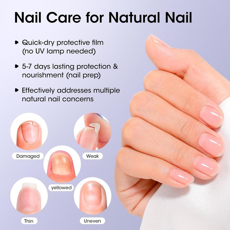 GELLEN 3-In-1 Clear Nail Strengthener - Base & Top Coat | Fortify Weak Brittle Nails with Keratin & Vitamin E