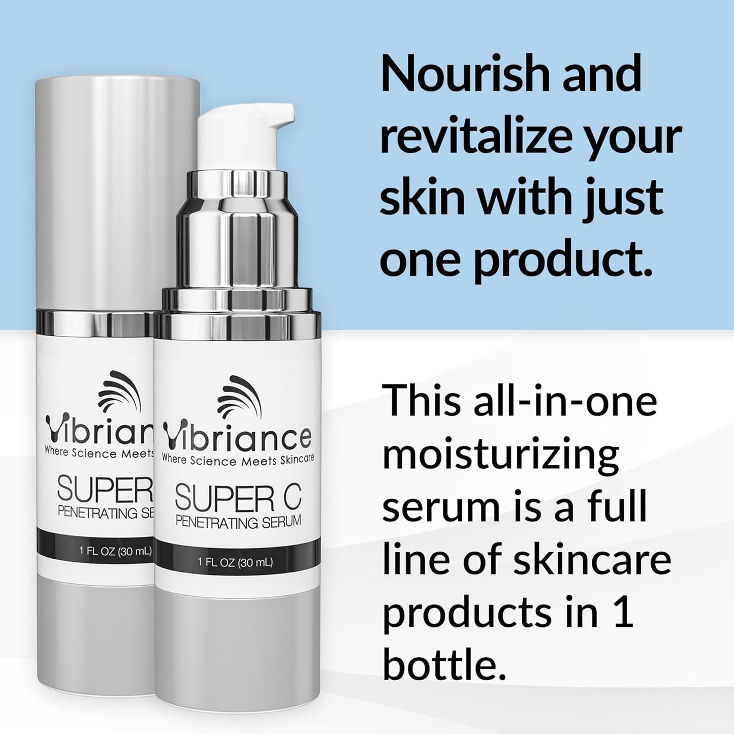 Vibriance Super C Serum for Mature Skin - All-in-One Vitamin Formula for Hydration, Firmness & Wrinkle Reduction | 1 fl oz