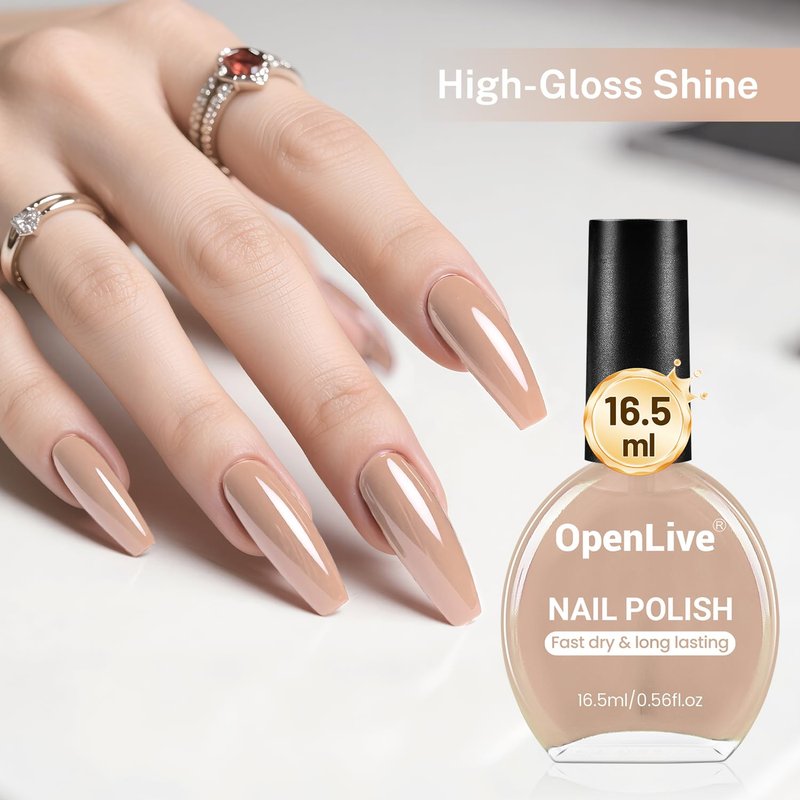 OpenLive 16.5ml Nude Pink Nail Polish Large Volume Quick Drying Light Pink Nail Polish, Fast Drying and Long Lasting Color Nail Art DIY Home Manicure Gift for Women