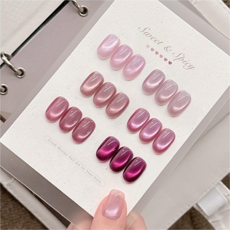 GAOY Pink Cat Eye Gel Nail Polish Set with Magnet 6 Colors, Holography for Valentine's Date Night Nails, Sweet & Spicy DIY Manicure