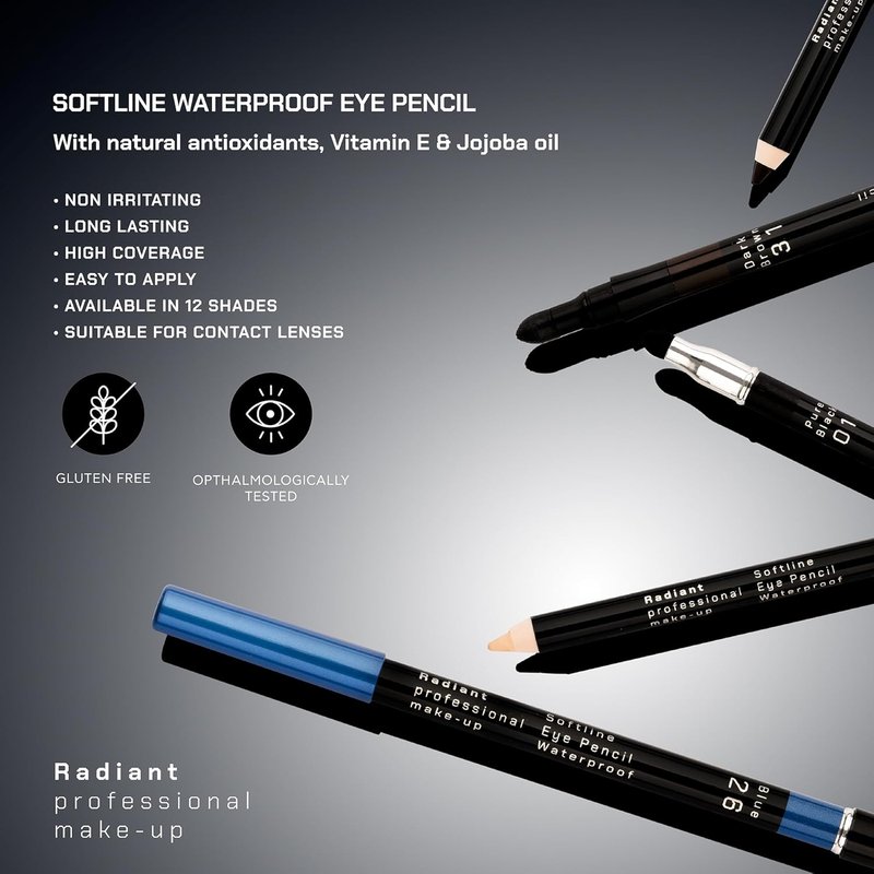 Professional Black Waterproof Eyeliner Pencil - Long-Lasting, Smudge-Proof Formula for Smoky Eyes | Includes Smudger Tool