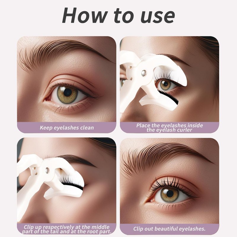Eyelash Curler, Plastic Eyelash Curlers with Silicone Refill Pads Cute Eye Lash Curler Makeup Tool for Women Girls No Pinching, Purple Eyelash Curler