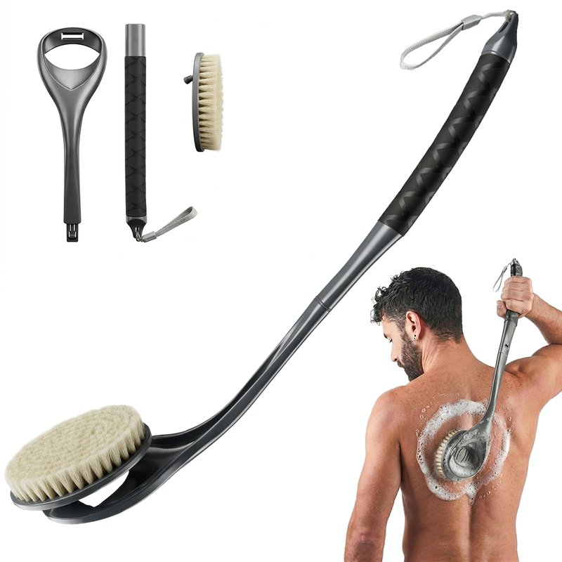 Gobiteli Back Scrubber,20.4" Detachable Long Handle Back Washer for Shower,Shower Brush for Body for Men,Women