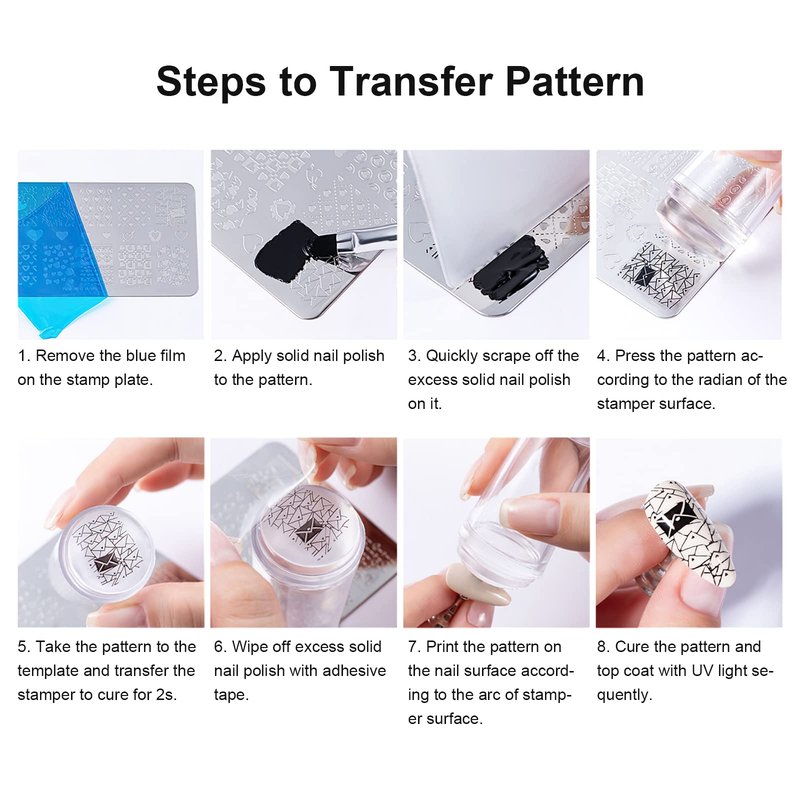 SAGEBIO Nail Art Stamper Clear Silicone Nails Stamping Jelly with Scraper Transparent Visible Body DIY Manicure Nail Art Tool A