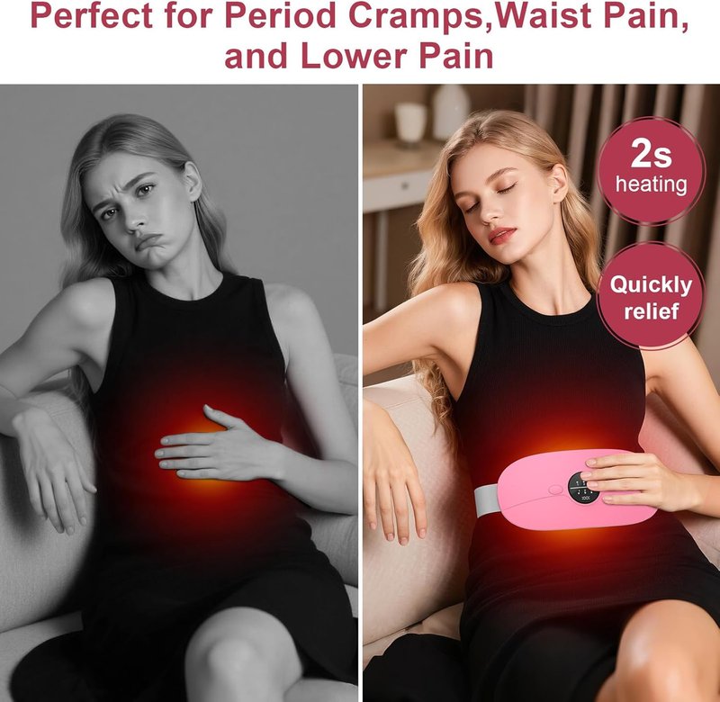 Skiennix Cordless Heating Pad - Portable Wearable Warming Belt with 3 Heat & Massage Modes | Pink
