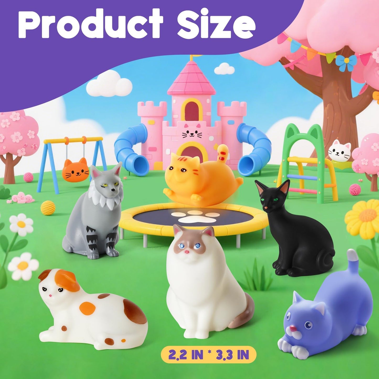 VIBOYLAR Bath Toys for Kids 1-3, 6 PCS Light-Up Cat Bath Toy Set, Baby Toddler Bath Toys, Bathtub Pool Bath Toy for Kids, Christmas Birthday Gifts for Boys & Girls Ages 1 2 3+ Years Old