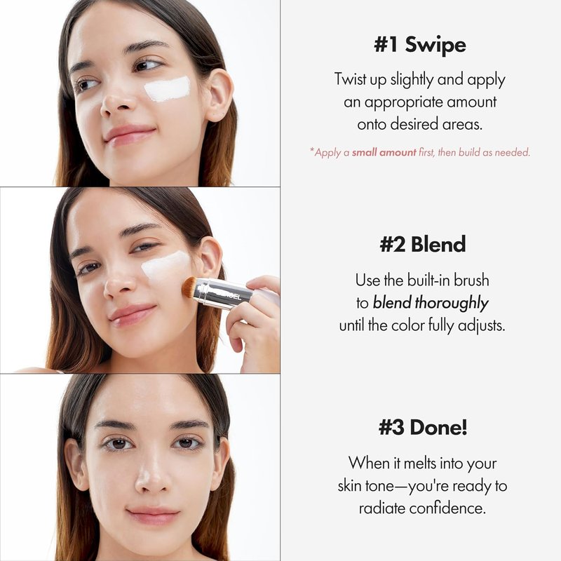 ELROEL Blanc Cover Cream Stick - Color-Changing Foundation with Volufiline | Medium to Full Coverage, Dewy Finish, 200 Fair
