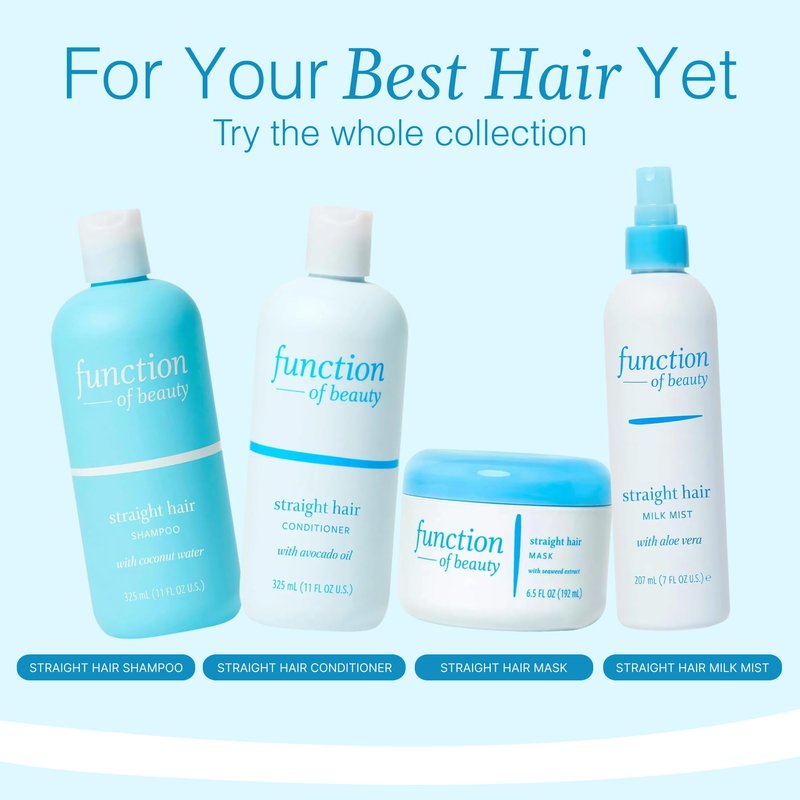 Function of Beauty Straight Hair Shampoo & Conditioner Set - Sulfate-Free Shampoo & Conditioner Duo for Natural Volume & Shine - Anti-Frizz, Lightweight & Hydrating - Oily Hair Care Products