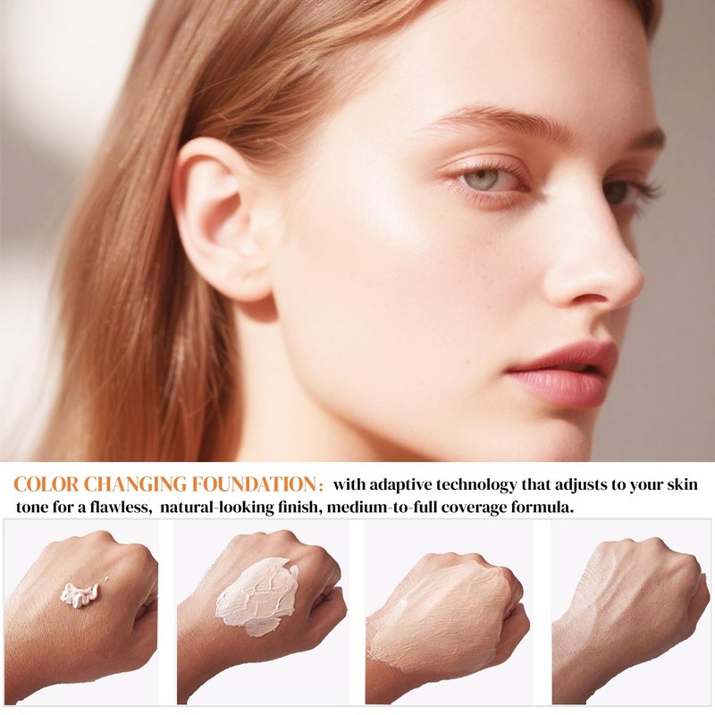 BARUBT 4 in 1 Color Changing Foundation - Medium Spectrum, Evening Skin Tone, Long-Lasting & Waterproof Hydrating Concealer with Medium to Full Coverage, Lightweight Flawless Finish Makeup
