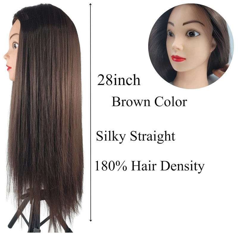 Skiennix Mannequin Head - 28 Inch Hair for Hairstyling & Braiding | Cosmetology Training Tool