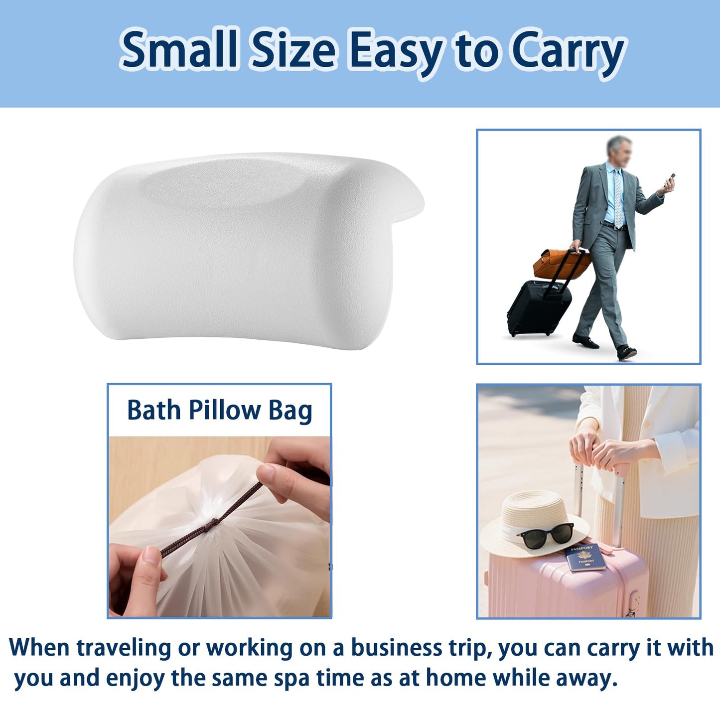 Guluto Bath Pillow Bathtub Pillow, Bath Pillows for Tub Head and Neck Support, Waterproof Bath Tub Pillows with Strong Non-Slip Suction Cups, Relaxing Bath Accessories for Soaking, Spa White