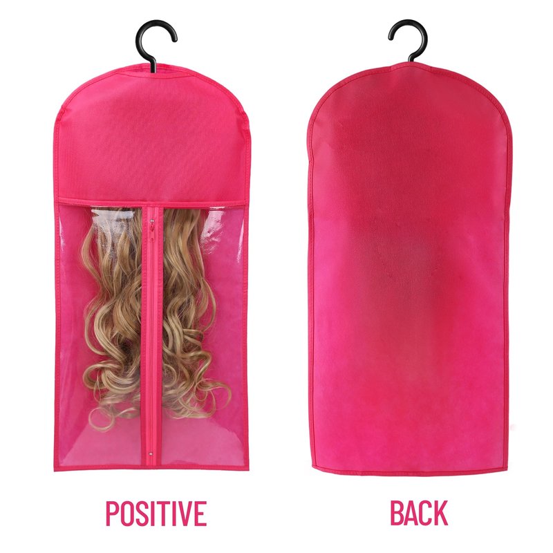 2PCS Wig Bags - Portable Holder for Multiple Wigs & Extensions - Hot Pink