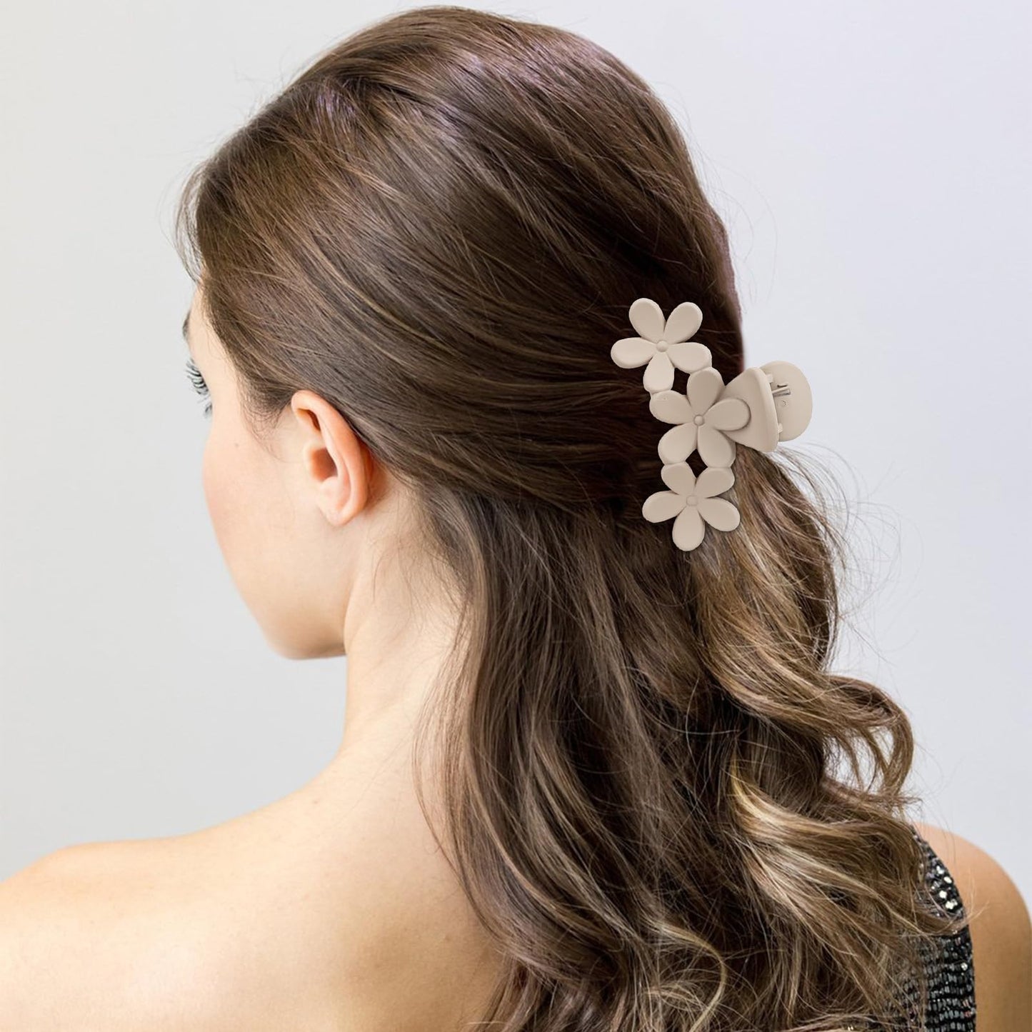 Amariver 4PCS Matte Flower Hair Claw Clips - Non-slip Cute Claw Clips for Thick & Thin Hair