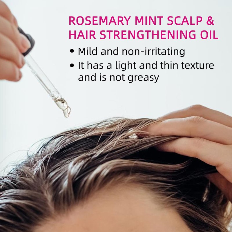 Rosemary Mint Scalp & Hair Oil – Strengthening & Nourishing Treatment for Hair Growth, Dry Scalp & Breakage – Natural Botanical Blend – 2 fl oz