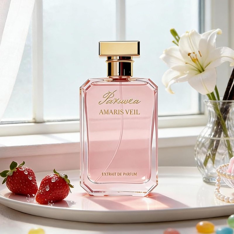 Amaris Veil Extrait de Parfum - Long-Lasting Strawberry Vanilla Gourmand Perfume | 100ml (3.4 fl oz)