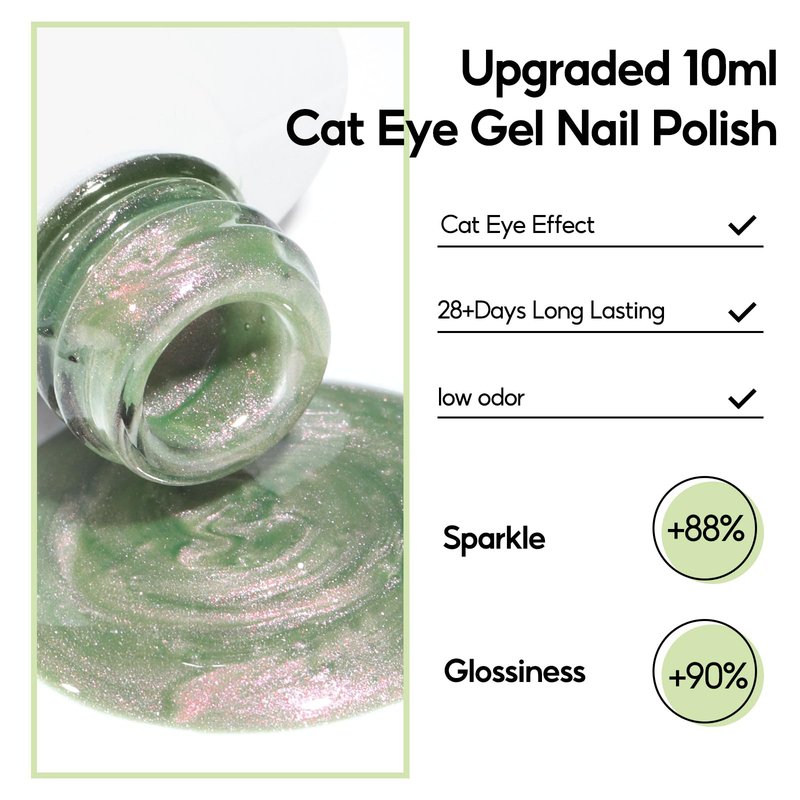 PEACECOLOR Cat Eye Gel Nail Polish Set, 6 Colors Glitter Red Green Purple Nude Sparkle Gel Polish Set Soak Off U V Lamp Magnetic Nail Polish Kit Gifts for Women DIY Home Salon