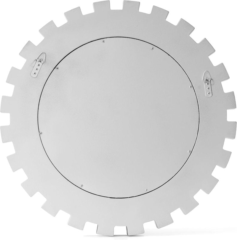 Silver Sunburst Wall Mirror - 23.6" Large Round Beveled Decorative Accent for Living Room & Bedroom