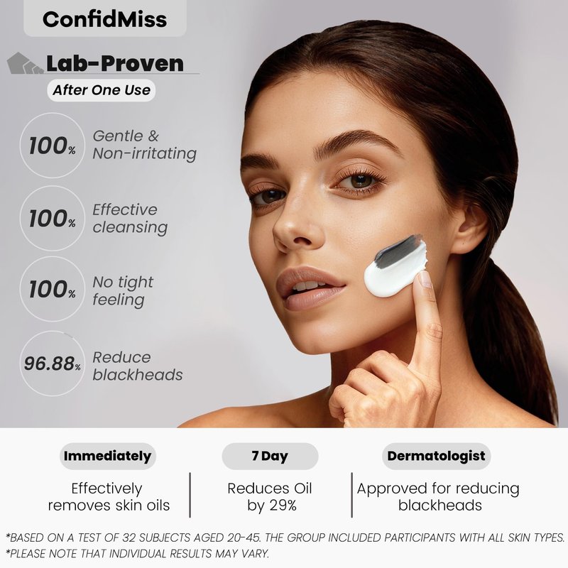 ConfidMiss Dual-Tube Refreshing Facial Cleanser, with Double Micro-Fine White Clay Centella Asiatica Pore Cleaning Blackhead Sunscreen Remover Daily Face Amino Acid Cleanser For Oily Skin 1PC