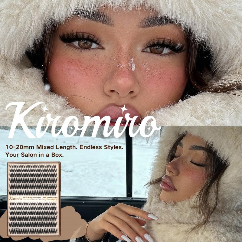 Kiromiro Lash Clusters Wispy Clusters Eyelash Extensions 10-20mm Fluffy Individual Lashes Extension DIY CC Curl Cluster Lashes Volume Eyelash Clusters
