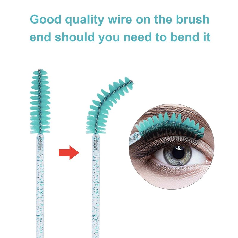 **Disposable Eyelash Brushes - 100PCS Mascara Wands Applicators Kit with Container | Blue**