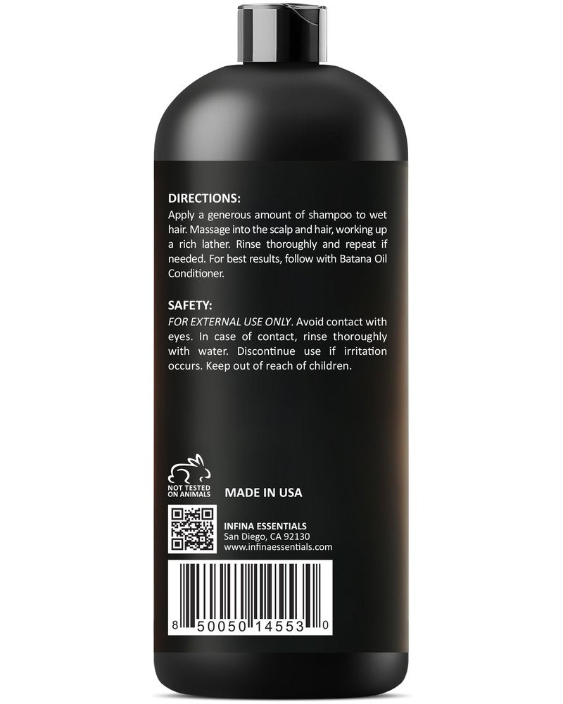 INFINA ESSENTIALS Batana Oil Shampoo | 16 fl oz | with Biotin & Tea Tree | Moisturizing, Strengthening & Nourishing Formula | Promotes Hair Growth and Thickness