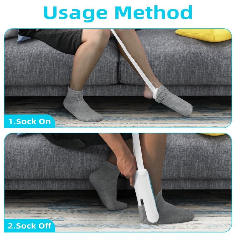 KkaFFe Sock Aid Device for Seniors, Sock Aids for Putting and Off Socks, Sock Helper for Pregnant Women and Disability, Easy On and Off Stocking Slider, Handicapped Avoid Bending Sock Assistant Device