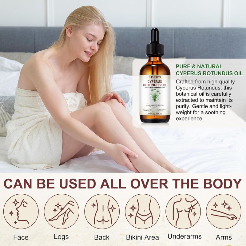 Cyperus Rotundus Oil - Natural Hair Removal Solution | Reduces Unwanted Hair Growth & Soothes Skin - 3 Pack