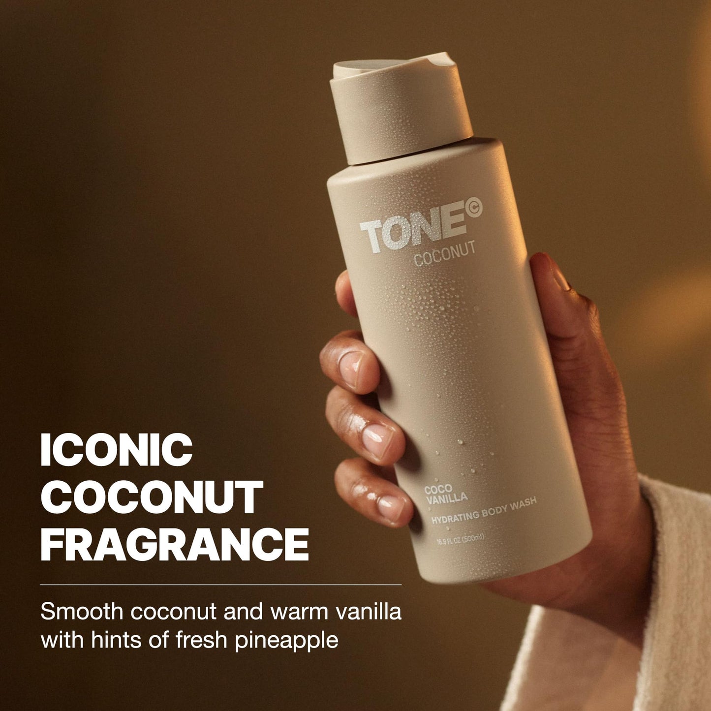TONE Hydrating Body Wash for Men & Women, Coconut, Coconut-derived Cleansers Leaves Skin Clean, Moisturized & Refreshed, Long-lasting Iconic Scent, All Skin Types, Dermatologist-Tested, 16.9 oz