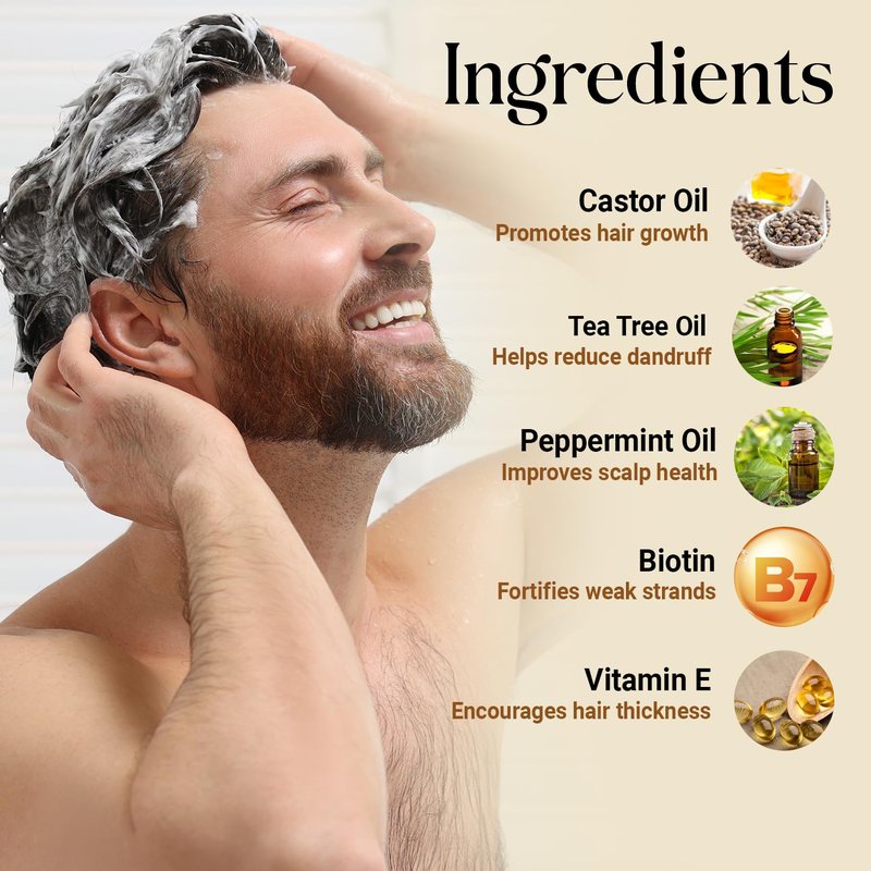 INFINA ESSENTIALS Batana Oil Shampoo | 16 fl oz | with Biotin & Tea Tree | Moisturizing, Strengthening & Nourishing Formula | Promotes Hair Growth and Thickness