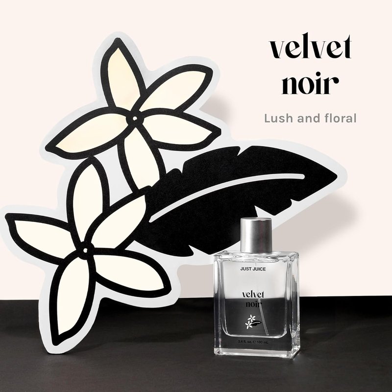 Just Juice Velvet Noir - Crisp Jasmine Perfume for Women & Men - Floral Musk Travel Size 0.33 oz