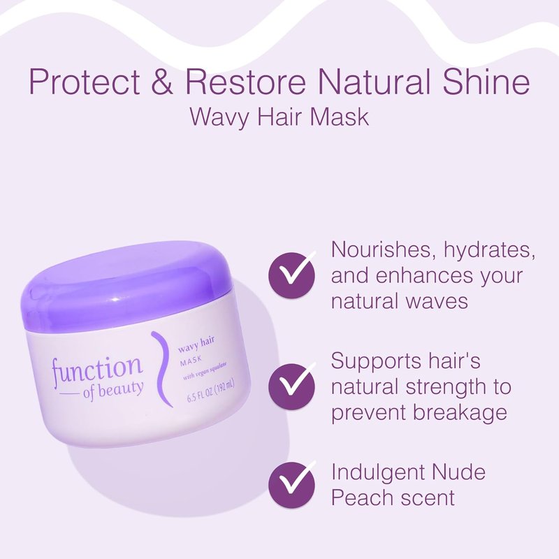 Function of Beauty Wavy Hair Mask - Sulfate-Free Deep Conditioner for Natural Waves | Lightweight, Anti-Frizz, Vegan Squalane