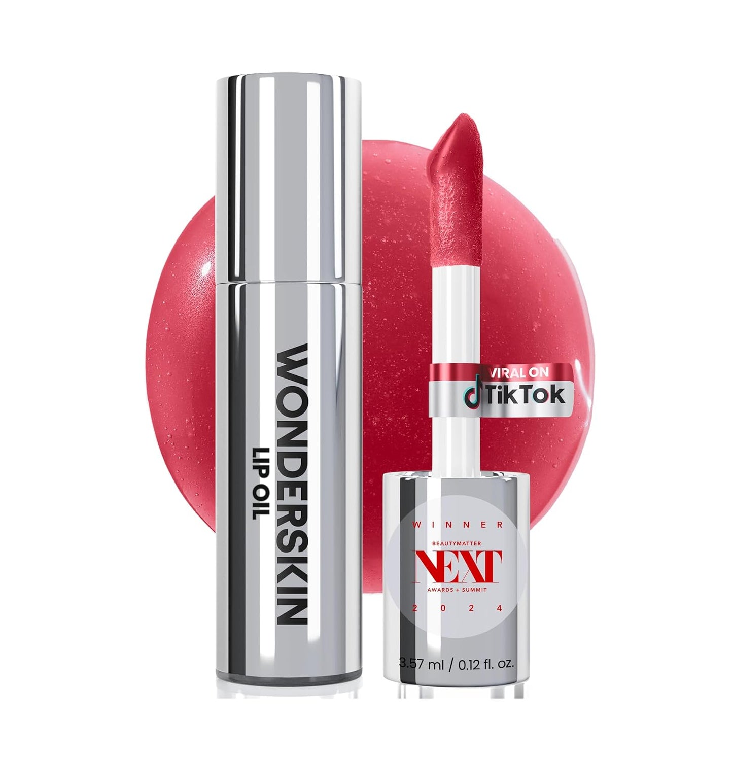 Wonderskin Tinted Lip Oil Rehab Serum - Hydrating, Non-Sticky Red Tint for Dry Lips | Moisturizing Formula